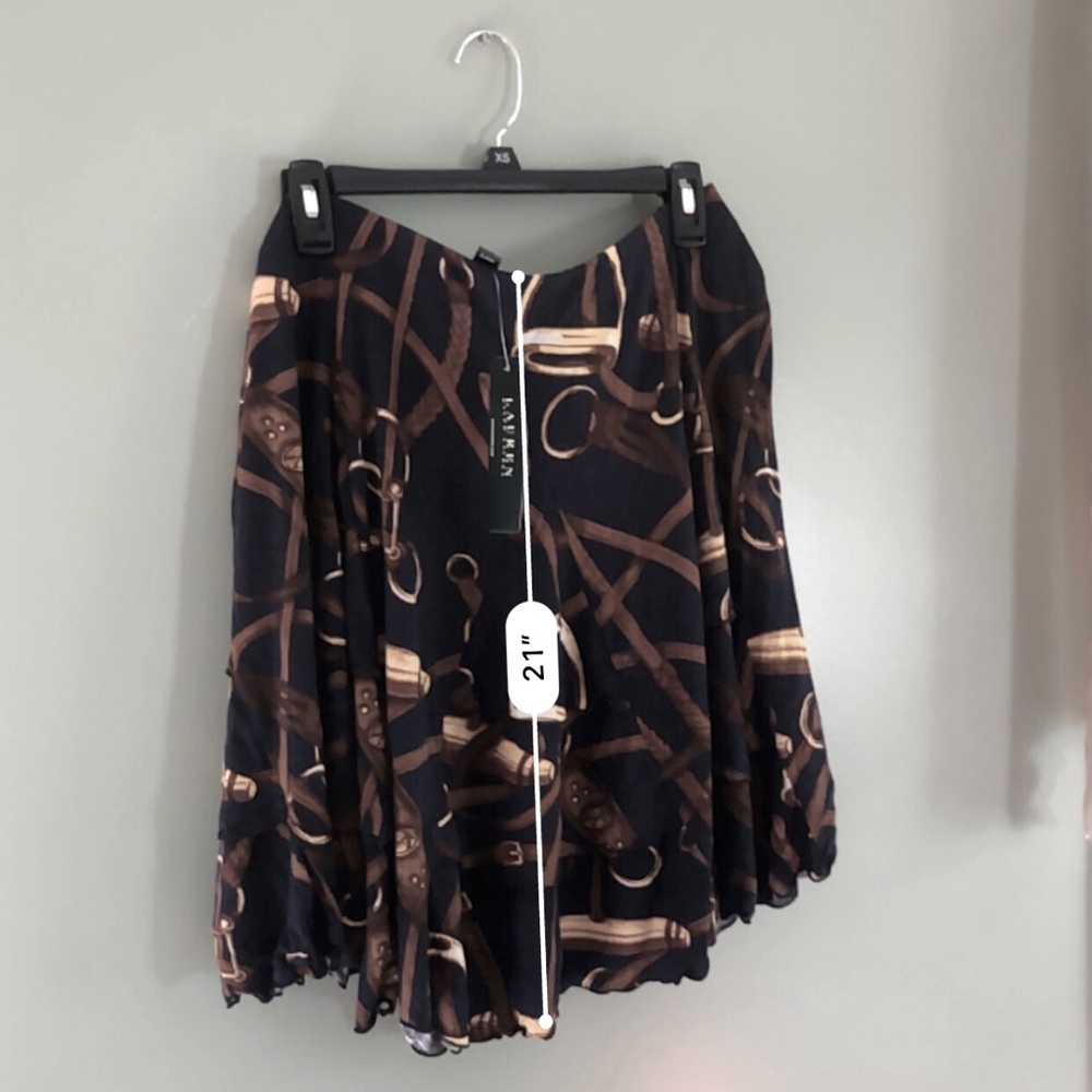 SOLD NWT - Ralph Lauren Brown and Black Pleated Sophisticated Skirt - Medium - Picture 3 of 8